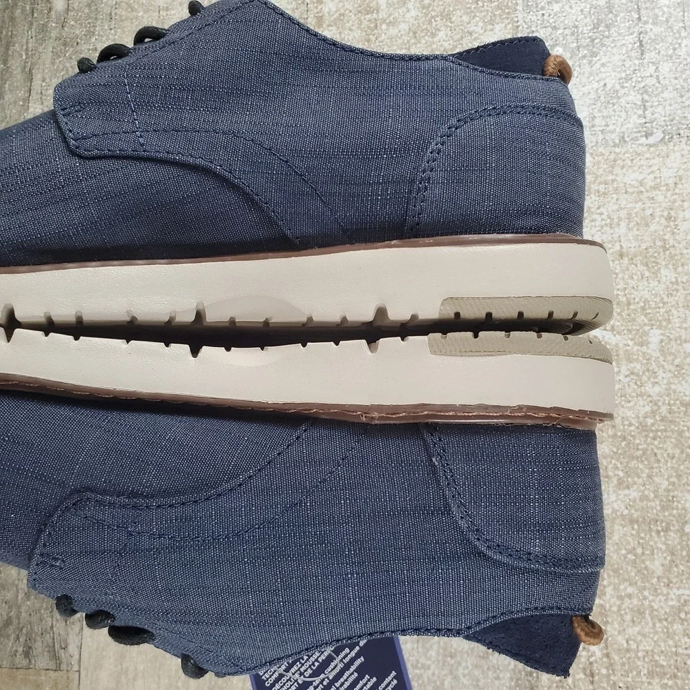 Toms Navi Mens Dress Shoes Sz 8 Casual Navy Denim Crosshatch Lace Up Oxford